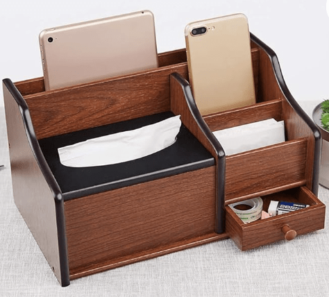 Paper Box Napkin Holder Tissue Box Holder with Storage Box Holder with Small Drawer Tissue Box Cover Desktop Organizer - Image 3